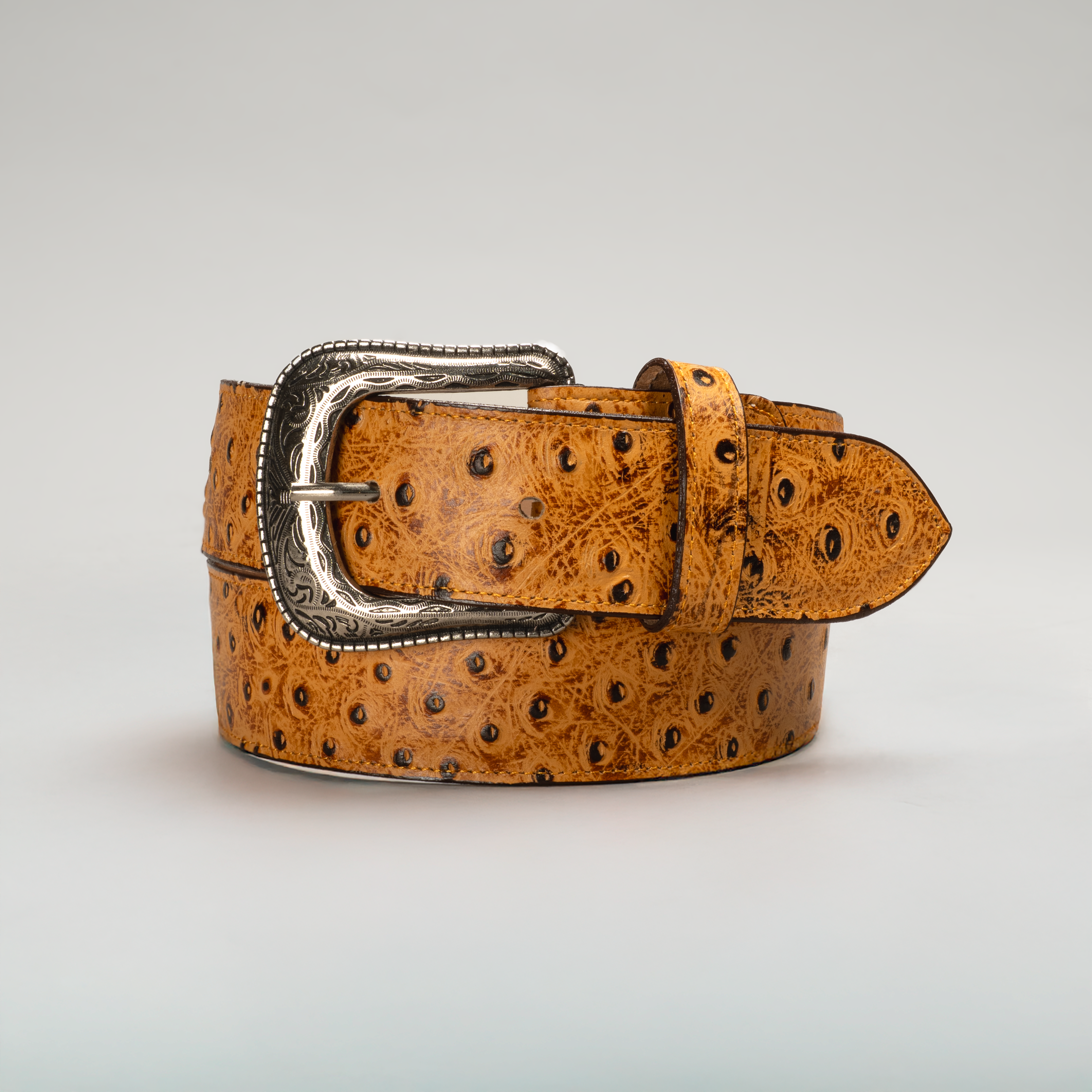 Men's Ostrich Tribute Leather Metal Buckle Cowboy Belt – Joe Boots Men's Ostrich Tribute Leather Metal Buckle Cowboy Belt – Joe Boots