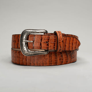 Men's Caiman Tribute Leather Metal Buckle Cowboy Belt
