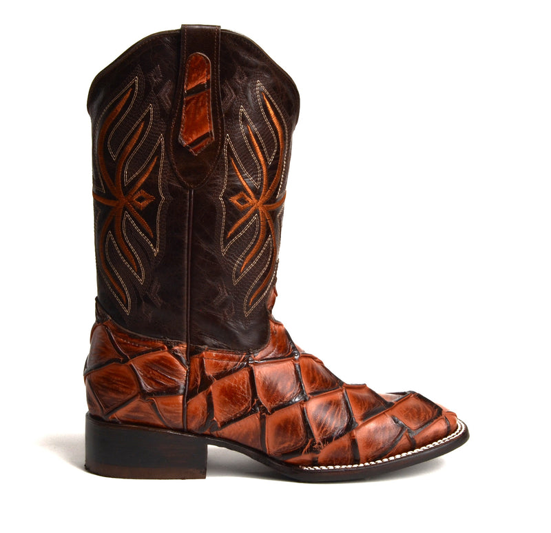 Load image into Gallery viewer, JB708 Print Pirarucu Shedron Men&#39;s Western Boots: Square Toe Cowboy &amp; Rodeo Boots in Genuine Leather
