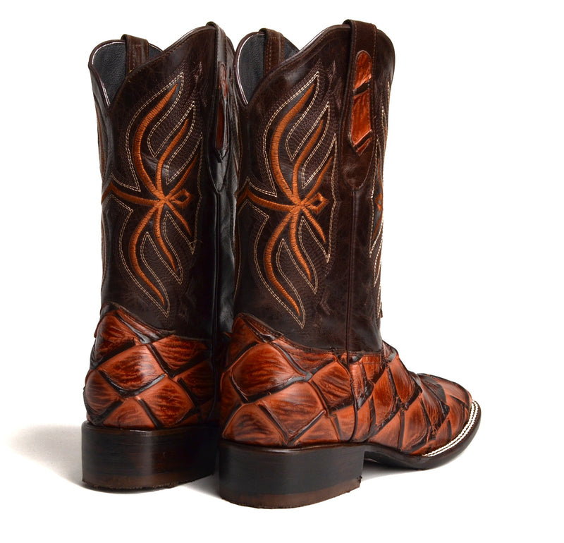 Load image into Gallery viewer, JB708 Print Pirarucu Shedron Men&#39;s Western Boots: Square Toe Cowboy &amp; Rodeo Boots in Genuine Leather
