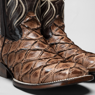 Men's Pirarucu Monster Fish Square Toe Cowboy Boots