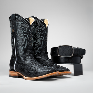 Men's Chelydra Square Toe Cowboy Boots and Belt Combo