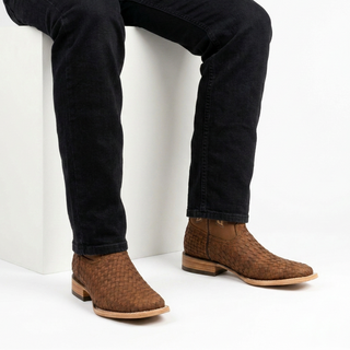 Men's Braided Square Toe Cowboy Boots