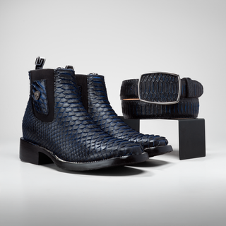 Blue boot and belt combo