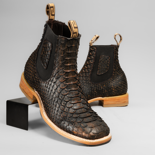 Men's Python Square Toe Ankle Boot