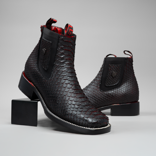 Men's Python Square Toe Ankle Boot
