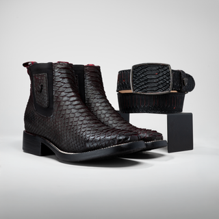 Red boot and belt combo