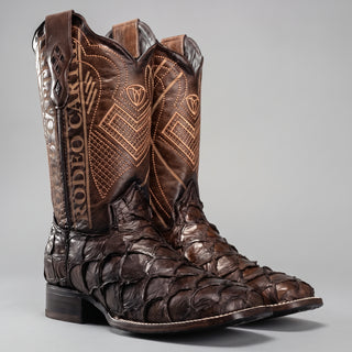 Men's Pirarucu Monster Fish Original Exotic Square Toe Cowboy Boot