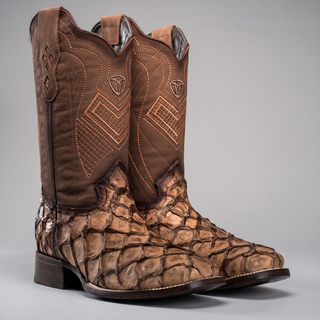 Men's Pirarucu Monster Fish Original Exotic Square Toe Cowboy Boot