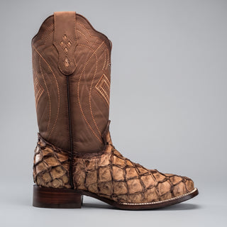 Men's Pirarucu Monster Fish Original Exotic Square Toe Cowboy Boot