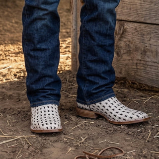 Men's Braided Leather and Hair Tribute Square Toe Boot