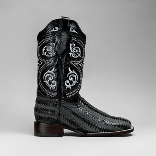 Men's Braided Square Toe Cowboy Boots and Belt Combo
