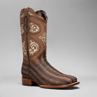 Men's Braided Square Toe Cowboy Boots and Belt Combo