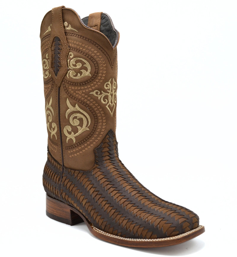 Load image into Gallery viewer, Rodeo Square Toe Petatillo Print Brown Boot
