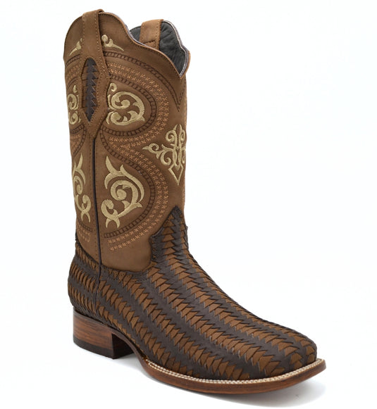 Rodeo Square Toe Petatillo Print Brown Boot