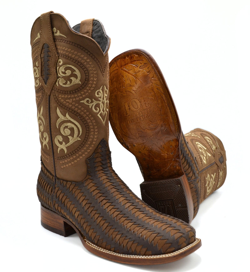 Load image into Gallery viewer, Rodeo Square Toe Petatillo Print Brown Boot
