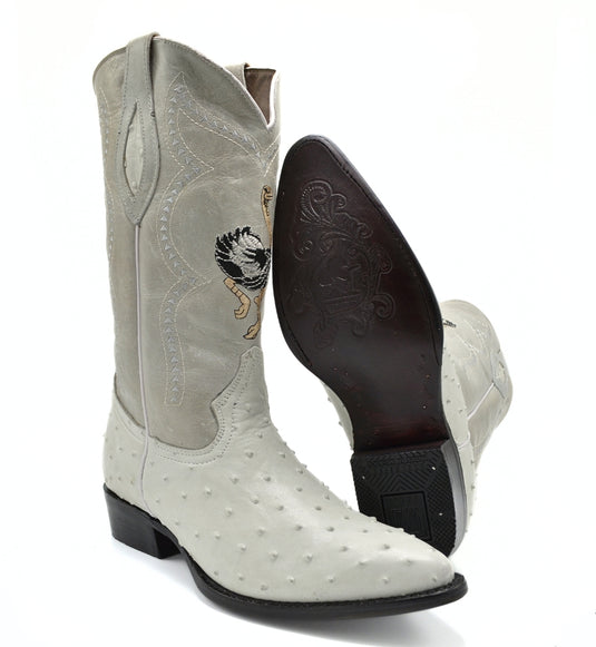 JB901 Bone Men's Western Boots: J Toe Cowboy boots in Genuine Leather