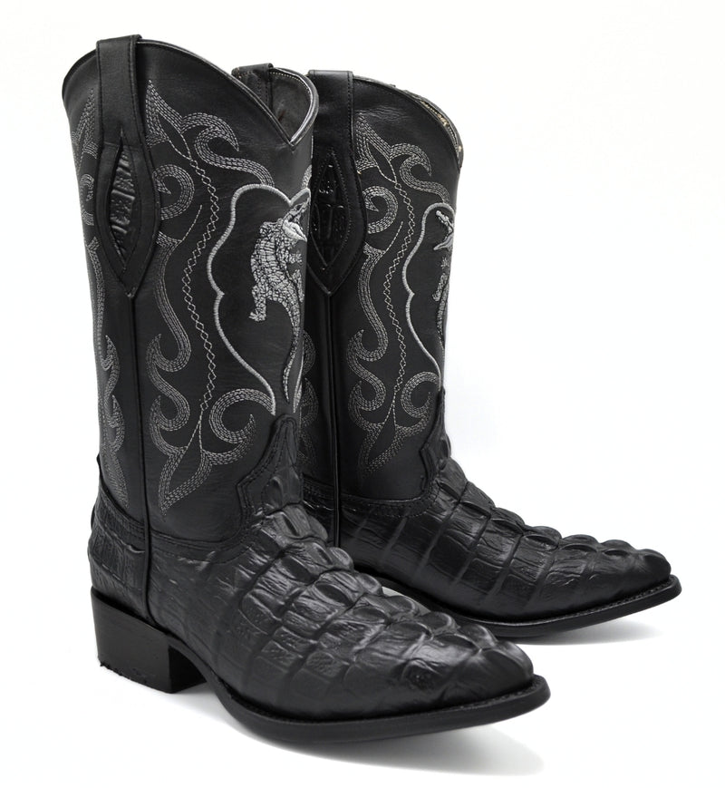 Load image into Gallery viewer, JB904 Black Men&#39;s Western Boots: J Toe Cowboy boots in Genuine Leather
