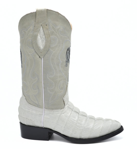 JB904 Bone Men's Western Boots: J Toe Cowboy boots Caiman Print  Leather