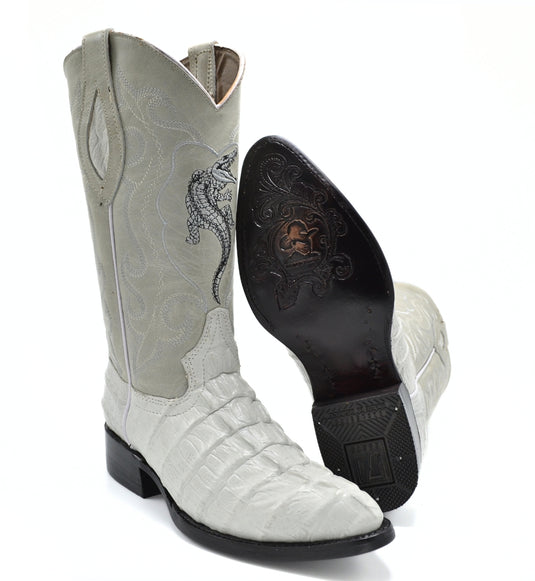 JB904 Bone Men's Western Boots: J Toe Cowboy boots in Genuine Leather