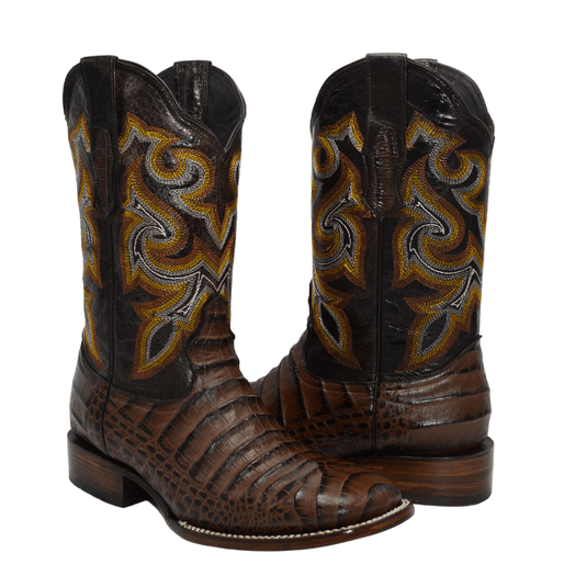 BD704 Brown Men's Western Boots: Square Toe Cowboy & Rodeo Boots in Genuine Leather