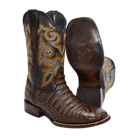BD704 Brown Men's Western Boots: Square Toe Cowboy & Rodeo Boots in Genuine Leather