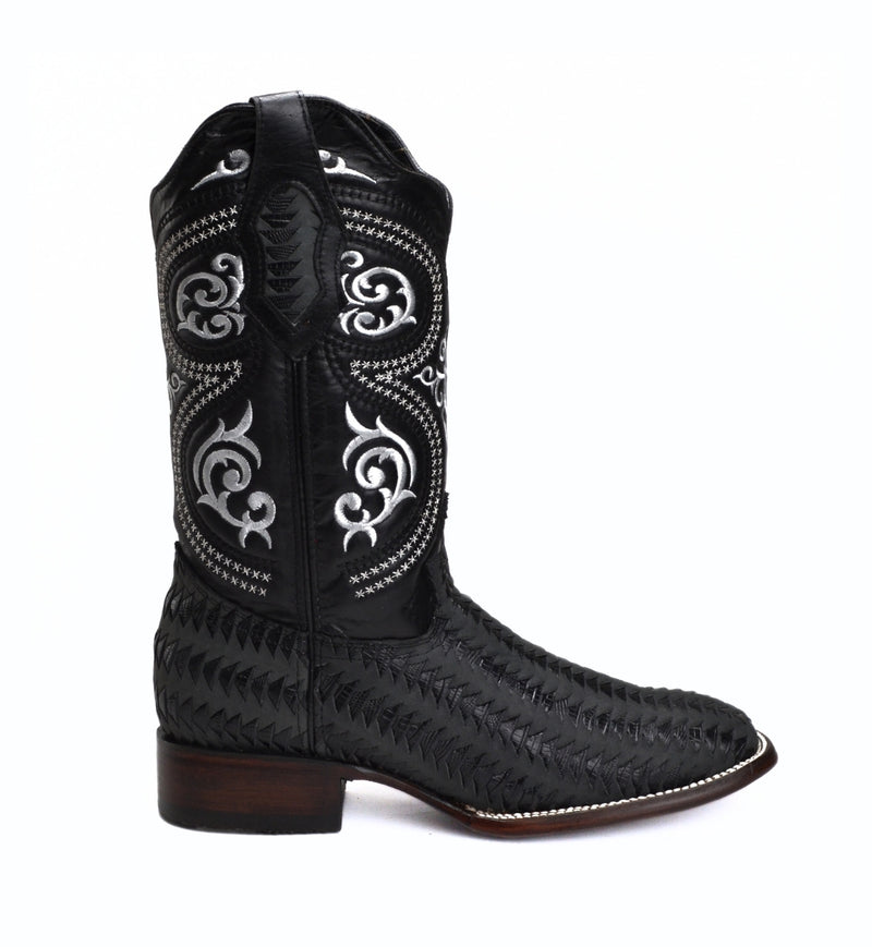 Load image into Gallery viewer, Rodeo Cartie 816 Black Combo Men&#39;s Western Boots: Square Toe Cowboy &amp; Rodeo Boots with Genuine Leather Belt
