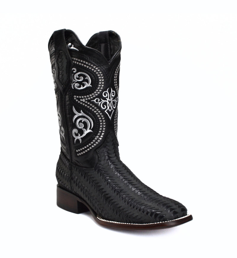 Load image into Gallery viewer, Rodeo Cartie 816 Black Combo Men&#39;s Western Boots: Square Toe Cowboy &amp; Rodeo Boots with Genuine Leather Belt
