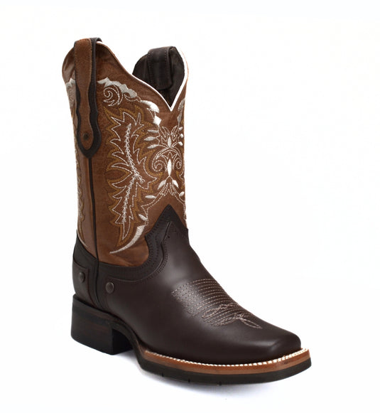Joe Boots 512 Brown Combo Men's Western Boots: Square Toe Cowboy & Rodeo Boots with Genuine Leather Belt and Phone Case