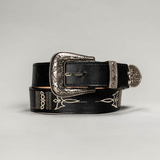 Men's CB23 Leather Artisanal Embroidery Cowboy Belt