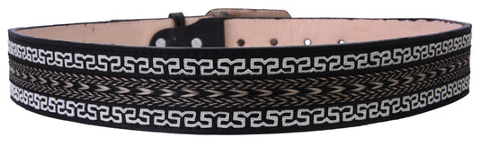 CB13 Black Cowboy Belt Zig-Zag