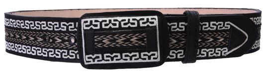 CB13 Black Cowboy Belt Zig-Zag