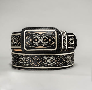 Men's CB21  Leather Artisanal Embroidery Cowboy Belt