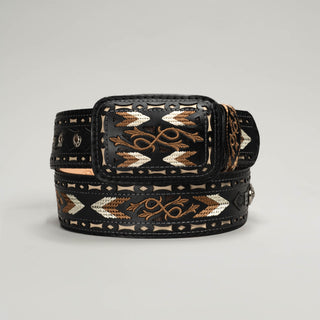 Men's CB25 Leather Artisanal Embroidery Cowboy Belt