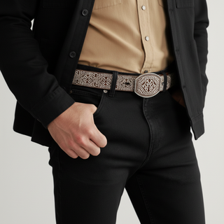 Men's Leather Artisanal Embroidery Cowboy Belt