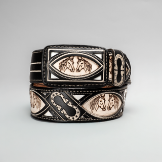 Men's CB30 Leather Artisanal Laser Embroidery Cowboy Belt