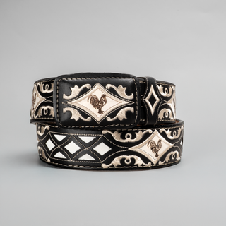 Men's CB31 Leather Artisanal Laser Embroidery Cowboy Belt