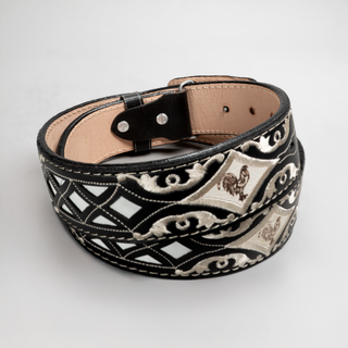 Men's CB31 Leather Artisanal Laser Embroidery Cowboy Belt