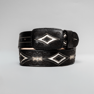 Men's CB32 Leather Artisanal Laser Embroidery Cowboy Belt