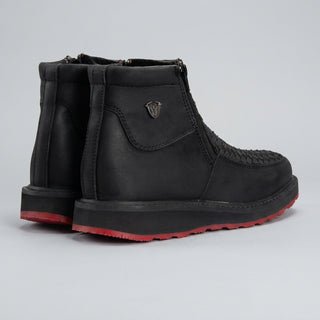 Men's Braided Leather Square Toe Casual Ankle Boot
