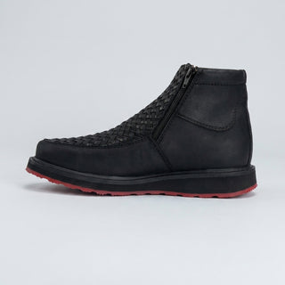 Men's Braided Leather Square Toe Casual Ankle Boot
