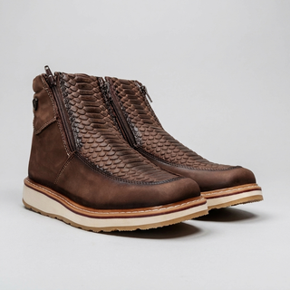 Men's Python Square Toe Casual Ankle Boot
