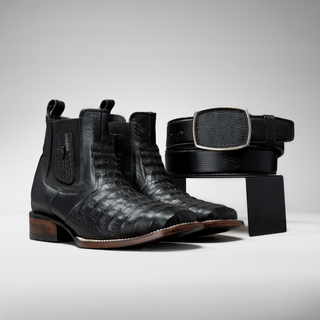 Black boot and belt combo