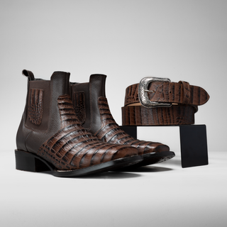 Tobacco boot and belt combo