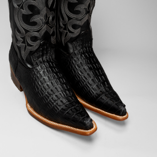 Men's Caiman Leather Pointed Toe Cowboy Boots