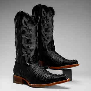 Men's Caiman Leather Pointed Toe Cowboy Boots