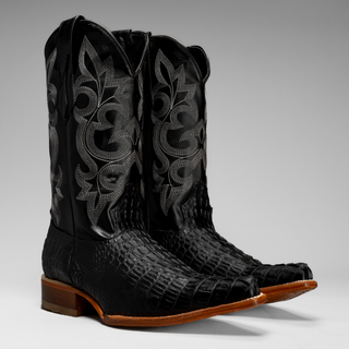Men's Caiman Leather Pointed Toe Cowboy Boots