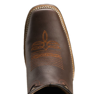 VE517 Brown Men's Western Boots: Square Toe Cowboy & Rodeo Boots in Genuine Leather