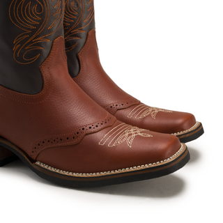 VE514 Shedron Men's Western Boots: Square Toe Cowboy & Rodeo Boots in Genuine Leather