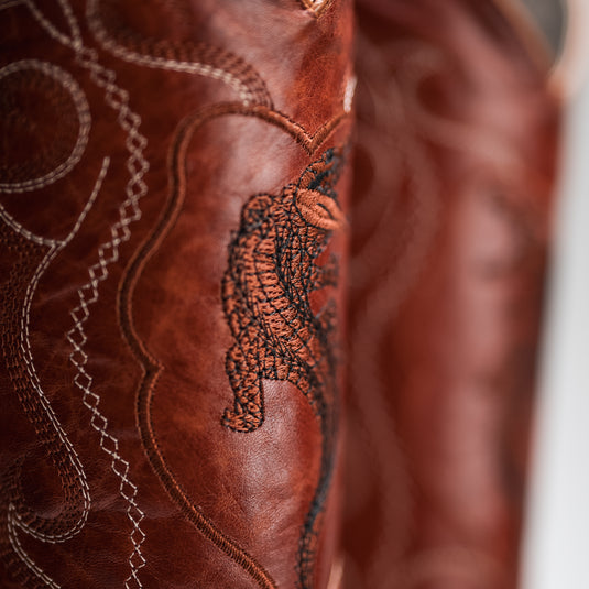 JB904 Cognac Men's Western Boots: J Toe Cowboy  boots in Genuine Leather